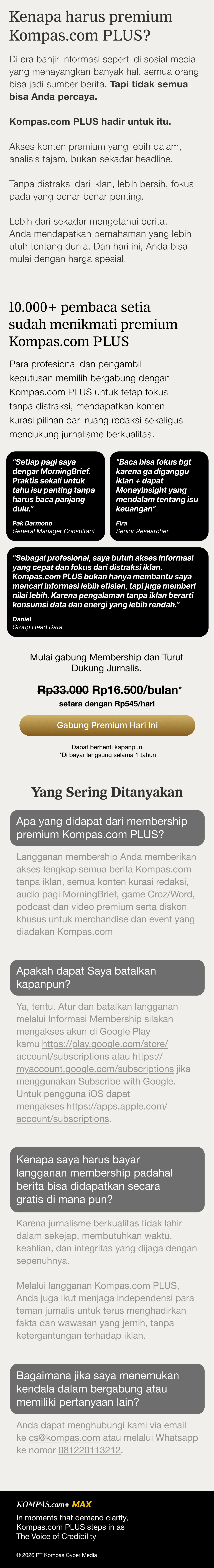 Promo berlangganan Kompas Plus